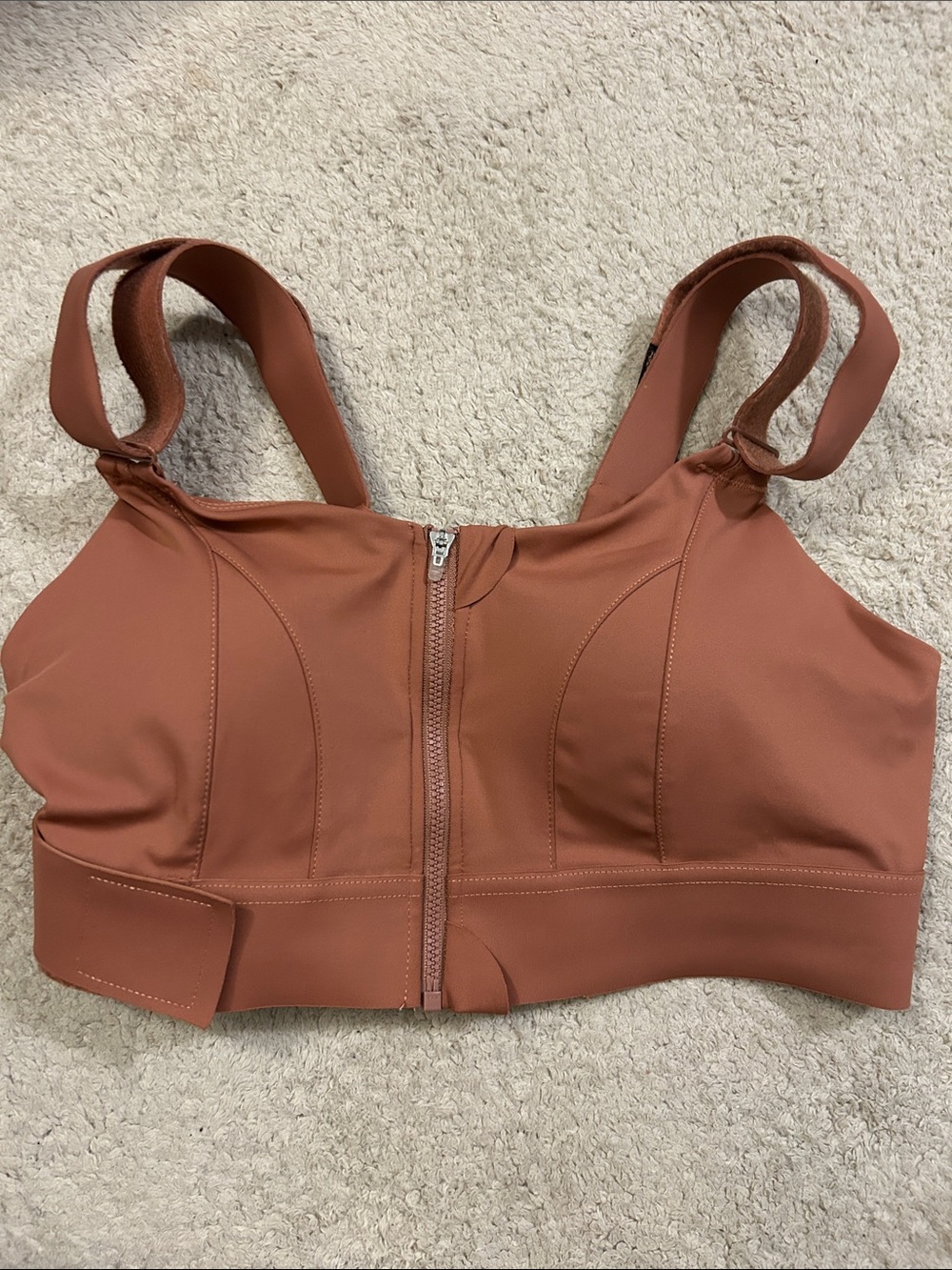 High-Support Front-Zip Sports Bra in the color Rust